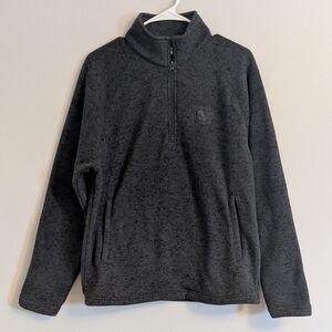 Disney Parks Mens Charcoal Gray Pullover 1/4 Quarter Zip Fleece Sweater - Medium